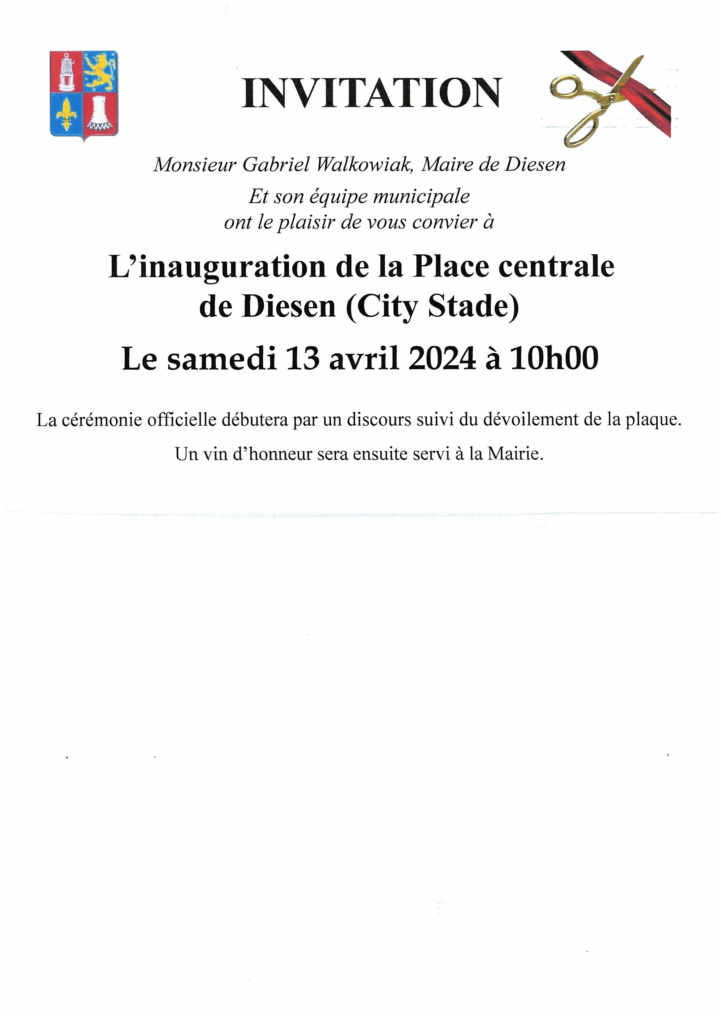 Invitation inauguration place Marie Curie