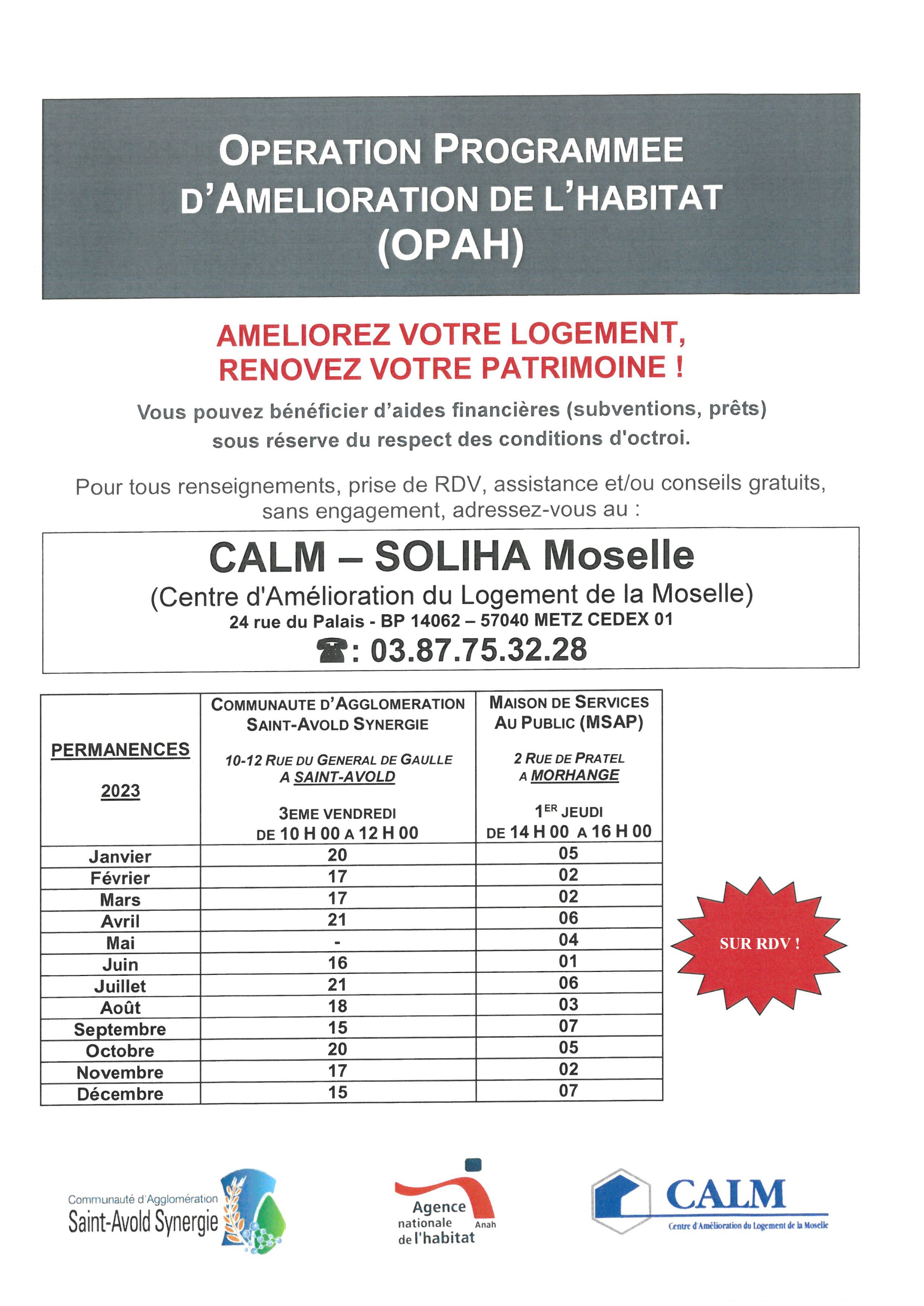 CALM SOLIHA permanences