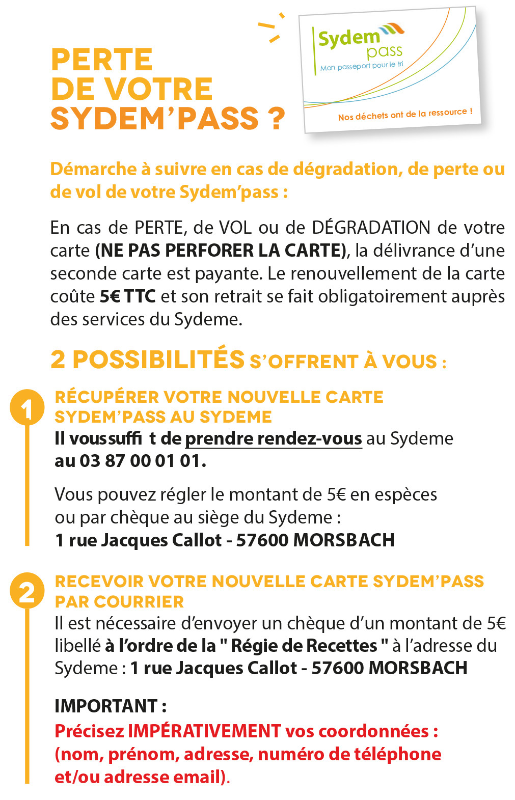 Perte de votre Sydempass 2023